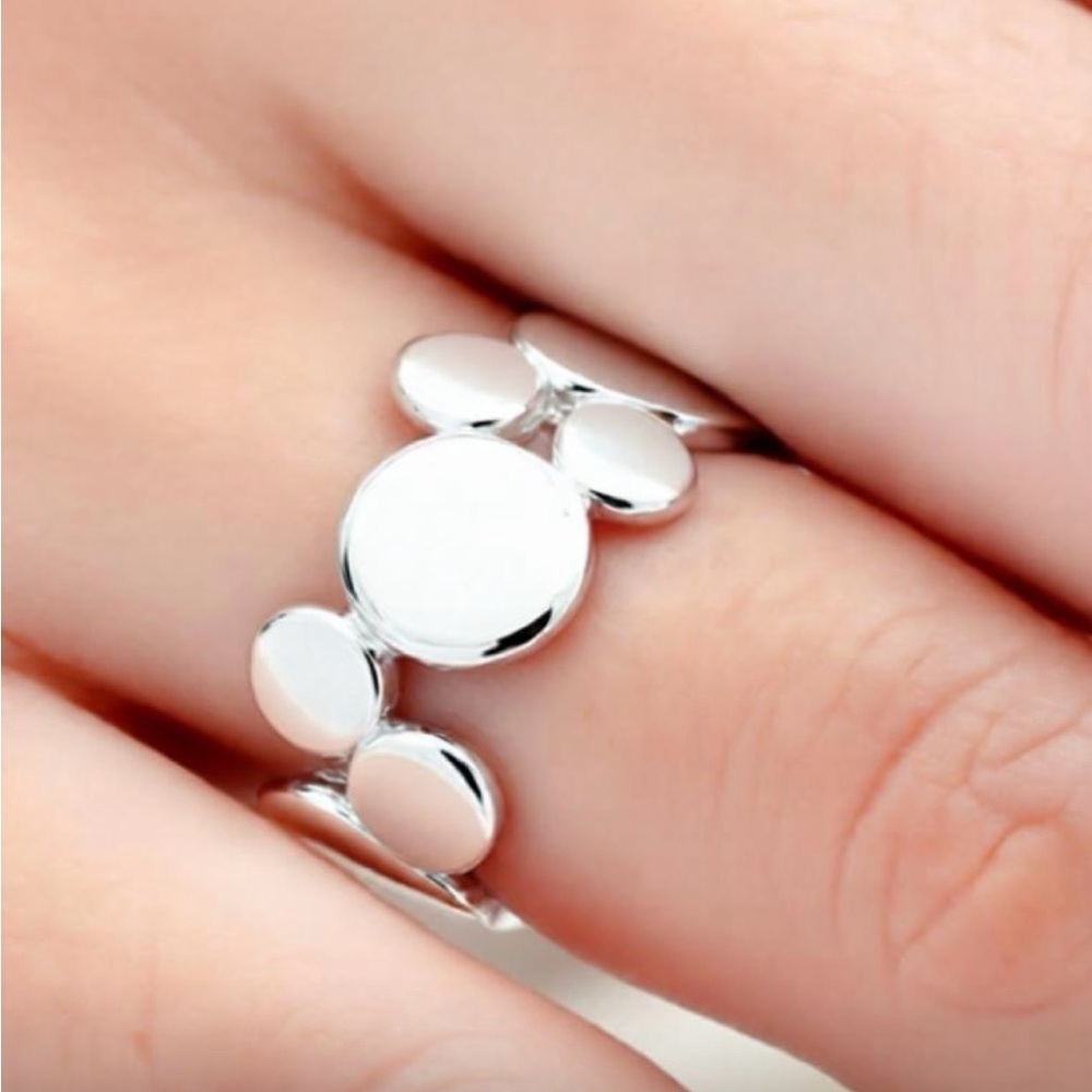 Sterling Silver Polished Circle Stack Ring - Silver